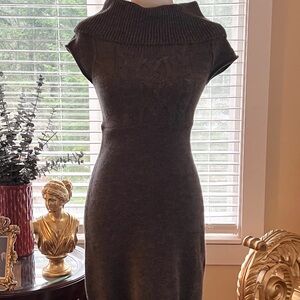 Gray Cowl Neck Sweater Dress